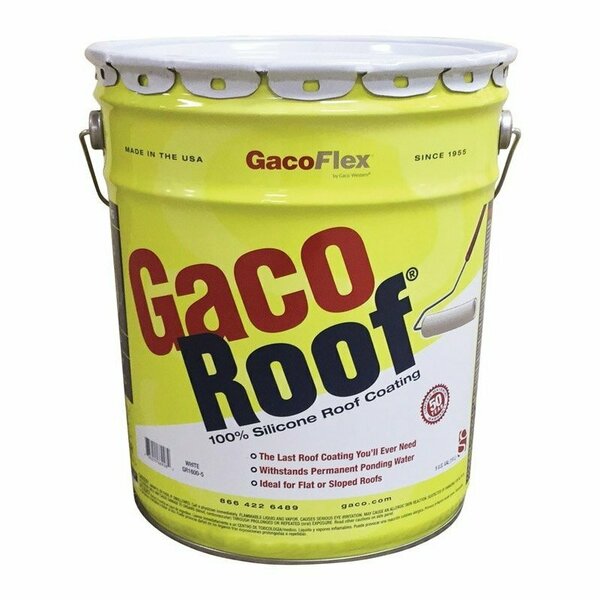 Primesource Building Products Gaco Roof Series GR1600-5 Roof Coating, White, 5 gal, Liquid GACSRC5